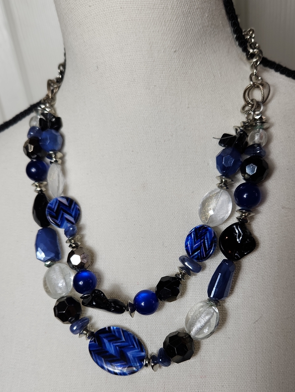 Ruby Rd. Blue and Black Double-Strand Beaded Necklace